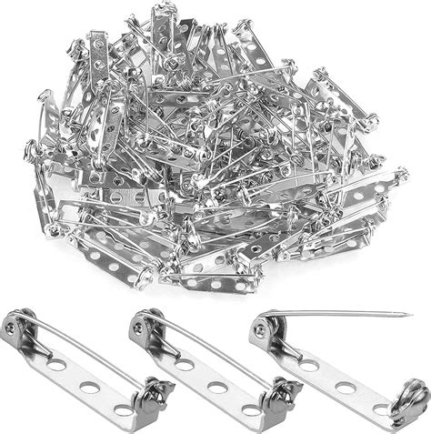 Amazon.com: 200 Pcs Silver Tone Brooch Pin Backs Clasp 1 Inch Bar Pins ...