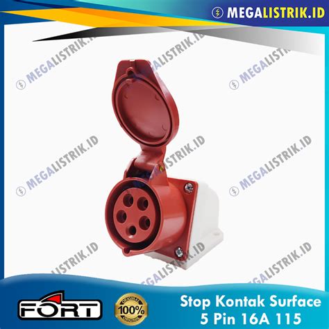 Jual FORT STOP KONTAK INDUSTRIAL SURFACE 5 PIN 16A WALL SOCKET GENSET