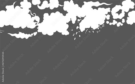 Smoke explosion animation of an explosion with comic flying clouds. Set ...