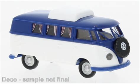 Miniature Volkswagen T Brekina B Camper Bleue Blanche