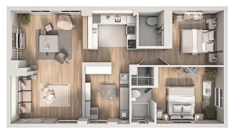 Premium AI Image | An aerial view of a floor plan of a house with a ...