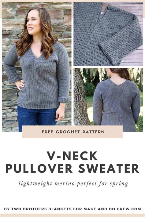 Classic V-neck crochet pullover pattern > easy construction! (free ...