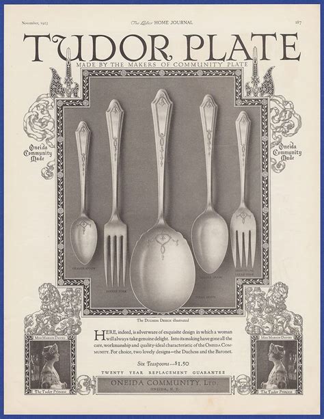 Vintage 1923 TUDOR PLATE Oneida Community Silverware Kitchen Decor