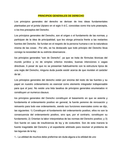 Principios Generales De Derecho Principios Generales De Derecho Los