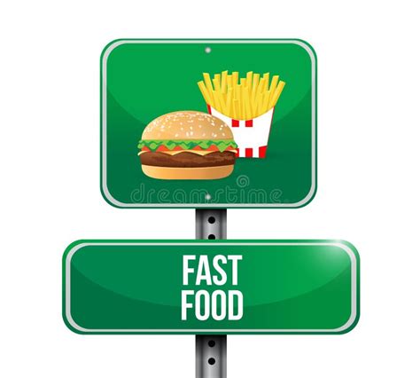 Fast Food Street Sign Concept Illustration Stock Image - Image of ...