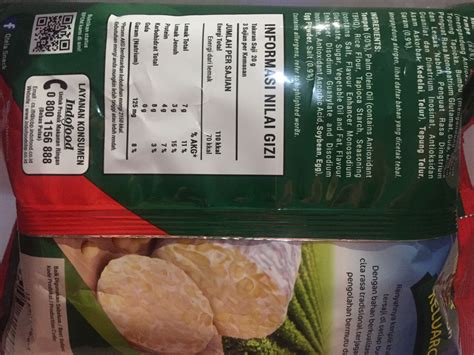 Nilai Kandungan Gizi Qtela Tempe Original