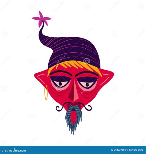 Vibrant Freaky Strange Dwarf Halloween Character Vector Illustration