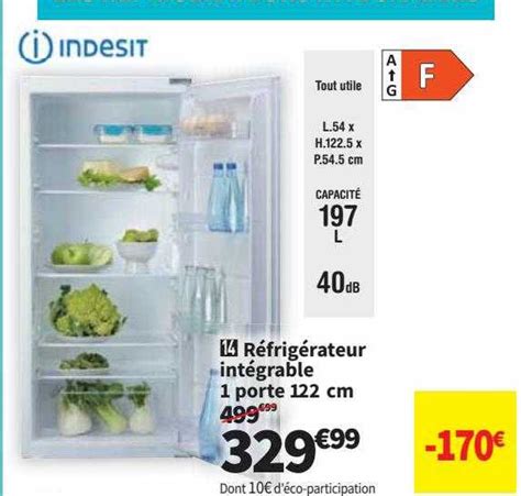 Promo Réfrigérateur Intégrable 1 Porte 122 Cm Indesit chez Conforama