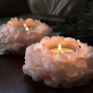 Rose Quartz Candle Holder Tealight Holder Lotus Natural Crystal Home