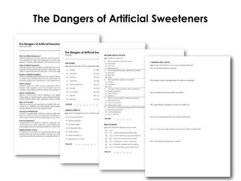 The Dangers Of Artificial Sweeteners Teaching Resources