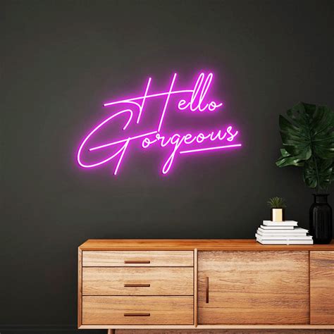 Custom Hello Gorgeous Sign Neon Light Pink Neon Sign For Beauty Room