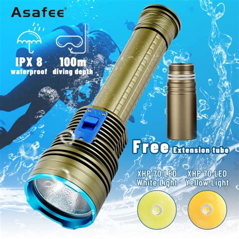 Asafee X70 XHP70 2 Diving Flashlight IPX8 Lantern 5000 Lumens Powerful