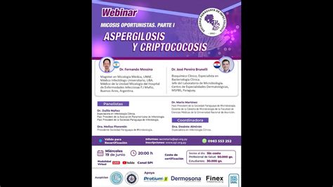 WEBINAR MICOSIS OPORTUNISTAS PARTE IASPERGILOSIS Y CRIPTOCOCOSIS YouTube