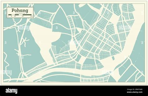 Pohang South Korea City Map in Retro Style. Outline Map. Vector ...