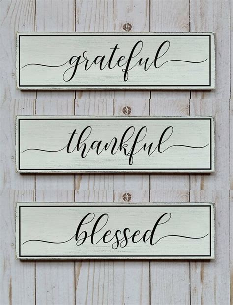 Grateful Thankful Blessed Wood Sign Farmhouse Style Decor Etsy