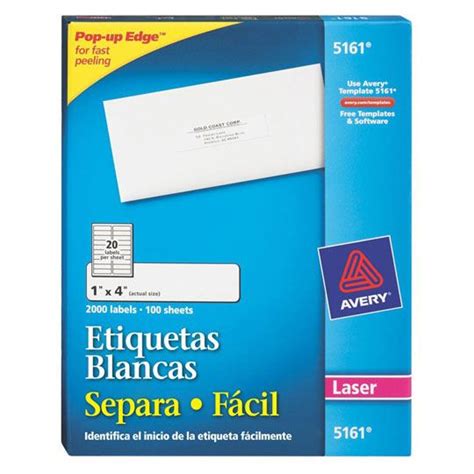 Papelería Comercial ETIQUETAS AUTOADHERIBLES AVERY 5161 1X4