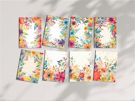 Whimsical Watercolor Flowers Border Digital Download 10 PNG and SVG ...