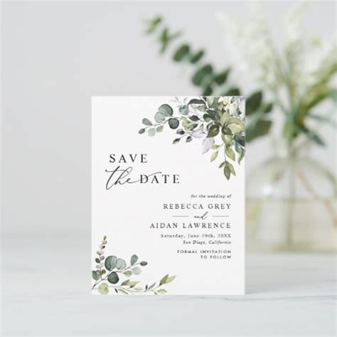 Elegant Eucalyptus Greenery Wedding Save The Date Invitation Zazzle