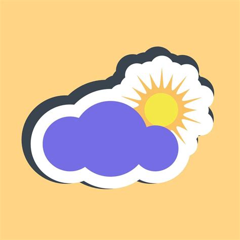 Sticker Partly Cloudy Weather Elements Symbol Good For Prints Web