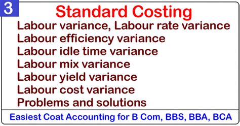 Labour Variance Rate Efficiency Idle Time Mix Yield Cost Problem And Solution