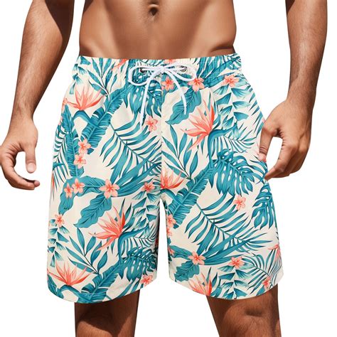 Yuhaotin Men Swim Trunks Long Mens Skin Lace Up Pocket Hot Spring