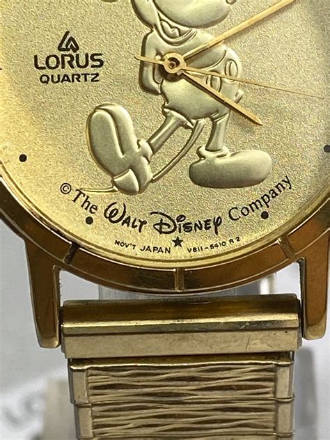 Vintage Gold Toned Lorus Mickey Mouse Watch V811 1400 Ro By Seiko