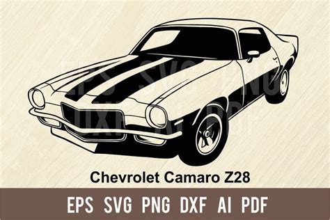 Chevrolet Camaro Z28 Svg Muscle Car Stencil Classic Sport Etsy In