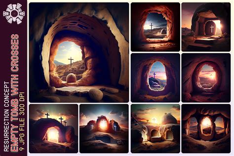 Empty Tomb Of Jesus With Crosses Bundle Graphic By Micon Designs