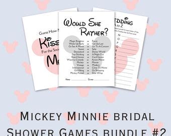 Mickey Themed Bridal Shower Games Bundle Bridal Shower Games Etsy