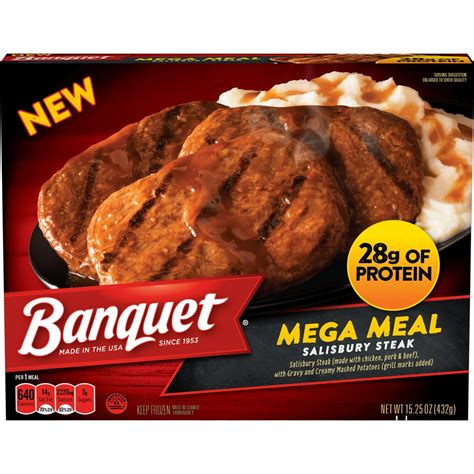 Banquet Mega Meals Salisbury Steak Frozen Dinner 15.25 Ounce - Walmart.com - Walmart.com