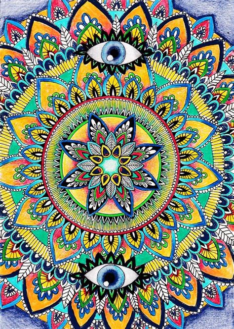 Eye Mandala Art Print Hand Made Drawing Print Psychedelic Art Trippy ...