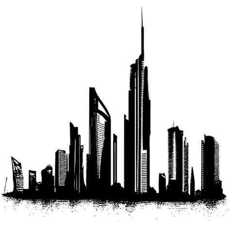 Gold Coast Australia Silhouette Skyline Vector Illustration Linocut