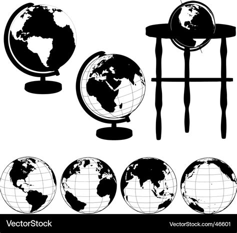 Globes Silhouettes Royalty Free Vector Image Vectorstock