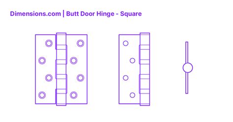 Butt Door Hinge Square Dimensions And Drawings