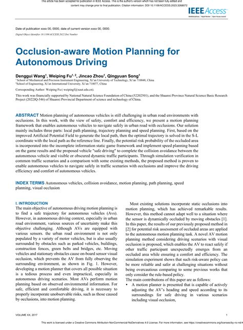 PDF Occlusion Aware Motion Planning For Autonomous Driving