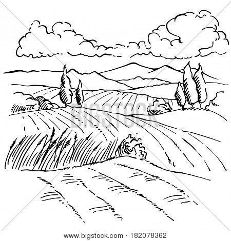 Landscape Ink Sketch Vector & Photo (Free Trial) | Bigstock