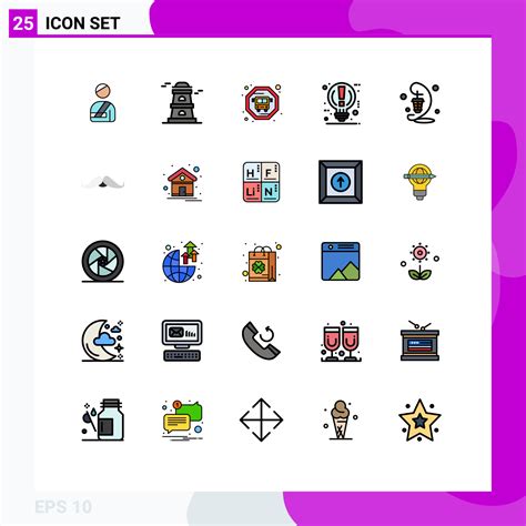 satz von 25 modernen ui-symbolen symbole zeichen für lampe licht