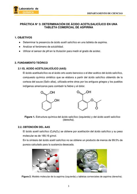 Práctica N 3 Determinación DE Ácido Acetilsalicílico EN UNA Tableta