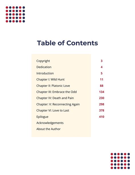 Cute Table Of Contents Template At Getshaneblog Blog