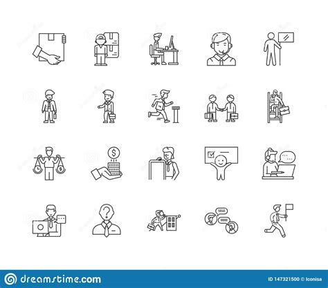 Broker Line Icons Signs Vector Set Outline Illustration Concept