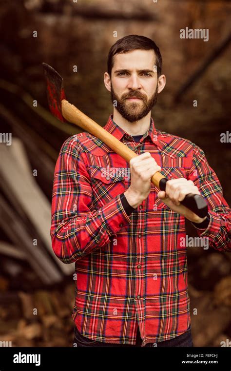 Portrait Of Man With Axe Stock Photo Alamy