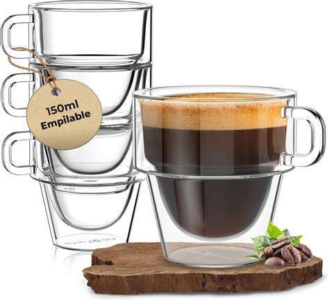 ecooe 120ml 2 Tasse Verre Double Paroi Ensemble Tasses à Expresso en