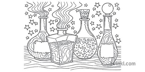 Potion Bottles Mindfulness Colouring Magic Ks2 Illustration Twinkl