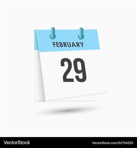 February 29 - calendar and time planner daily Vector Image