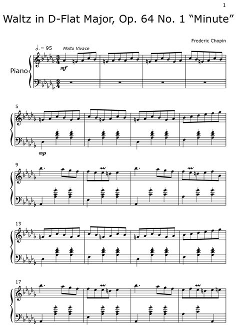 Waltz In D Flat Major Op 64 No 1 Minute Sheet Music For Piano