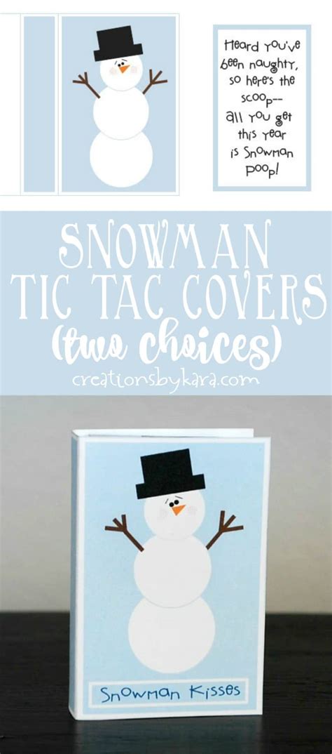 Free Printable Tic Tac Covers Snowman Kisses