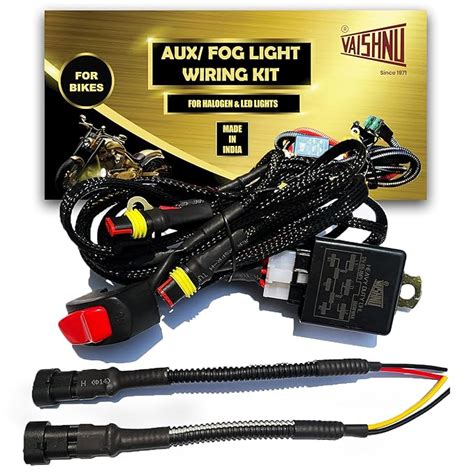 Vaishnu Fog Light Wiring Harness Kit For Bikes Plug Play