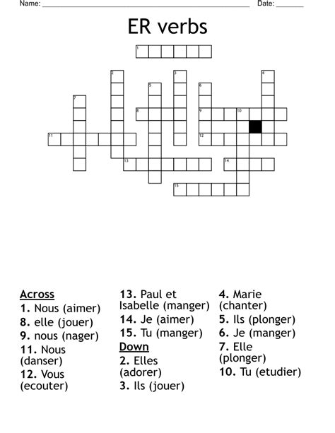 ER IR RE Present Tense Verbs Word Search WordMint