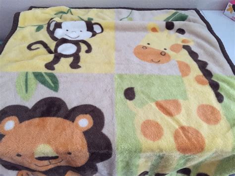 Tiddliwinks Monkey Lion Giraffe Plush Baby Blanket Brown Yellow Green