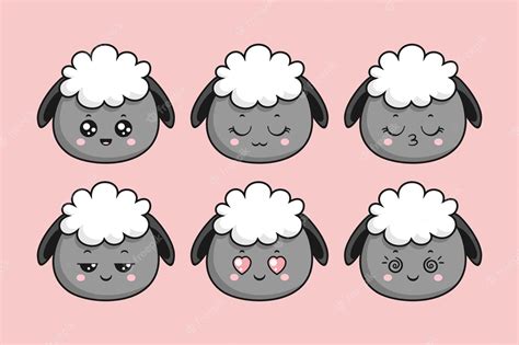 Etiqueta Engomada De Emoji De Dibujos Animados De Cara De Oveja Kawaii